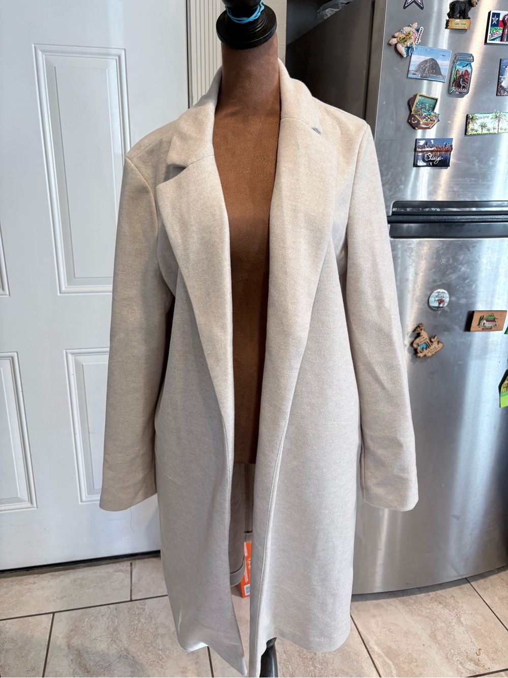 Joie Light Beige Open-Front Trench Coat